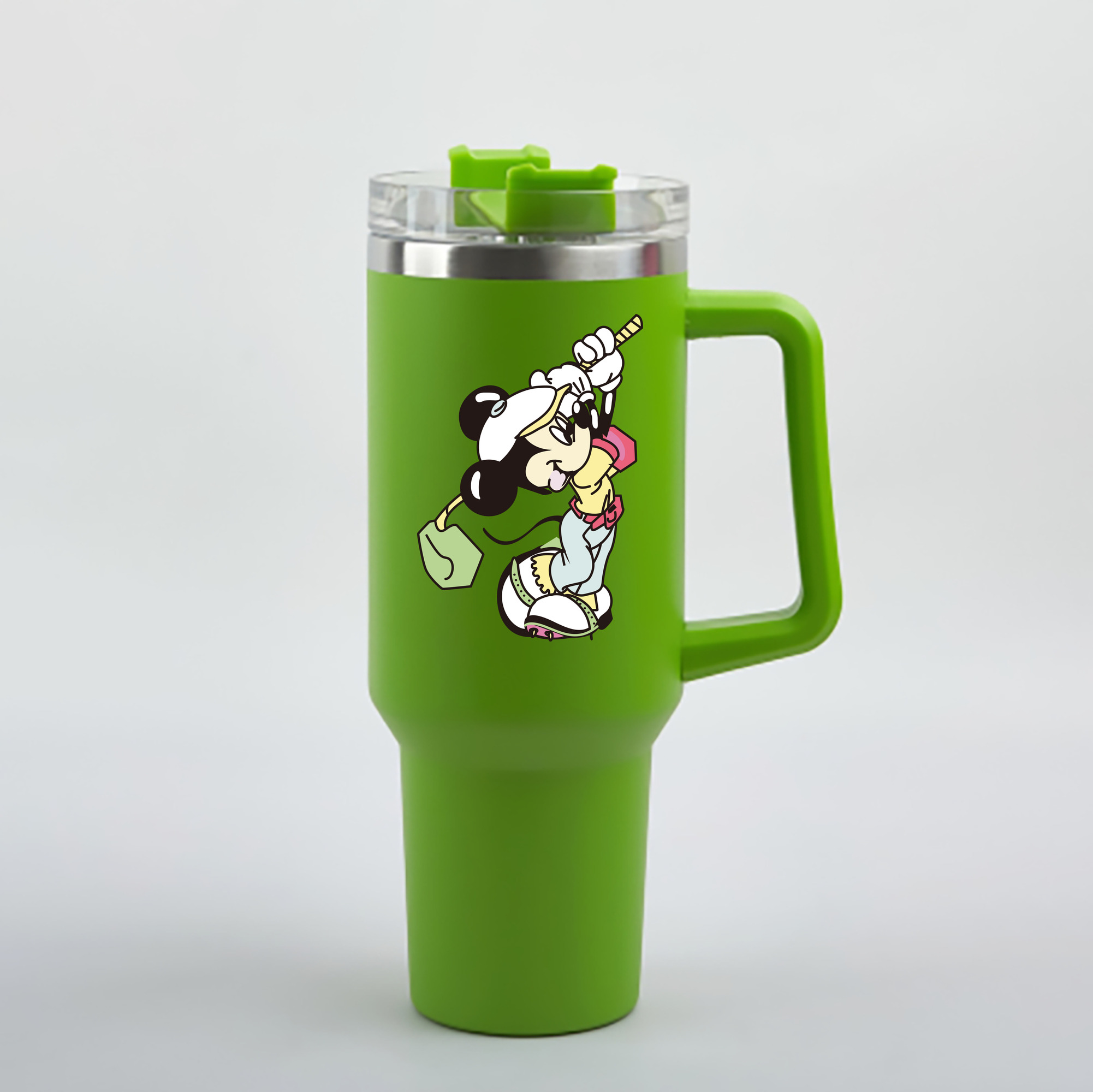 （画像用） ミッキーマウス Mickey Mouse 1200mL車用タンブラー - クリスタルステッカー（プラスチックストロー付き）